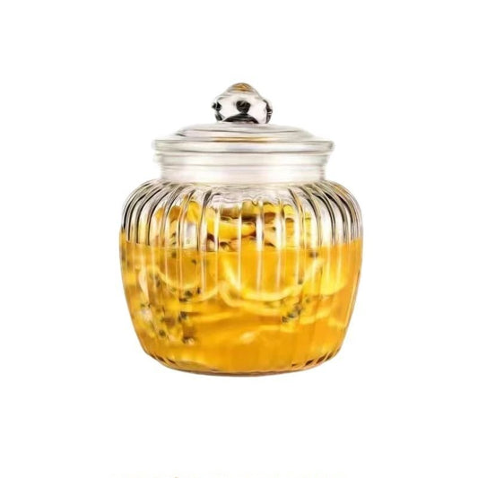 Bocal en verre épais grande capacité avec couvercle hermétique - BMYANY