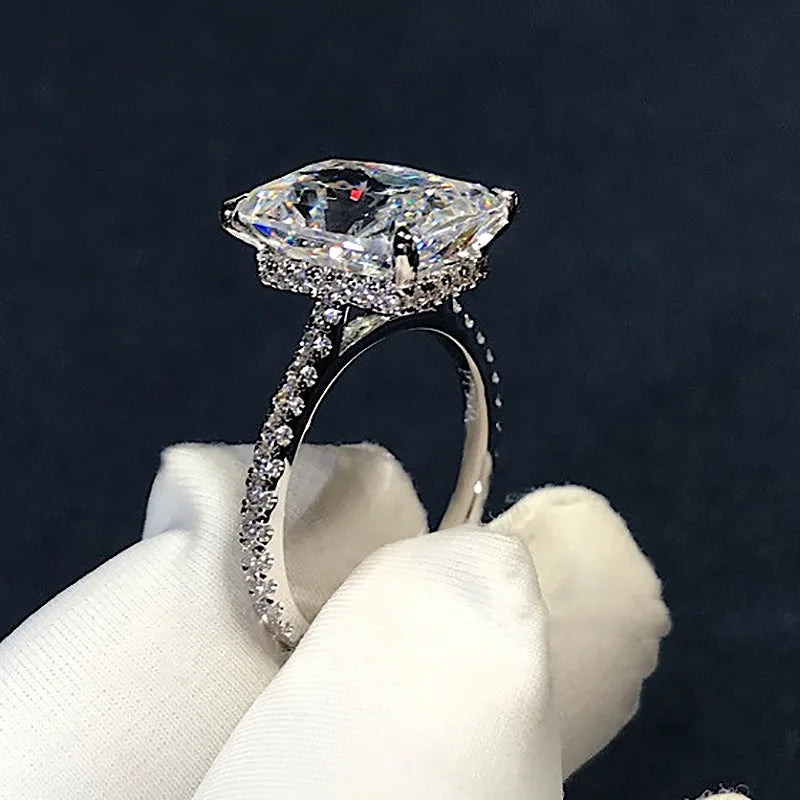 Bague de fiançailles vintage en argent sterling 925 avec diamants taille radiant 3 carats pour femme