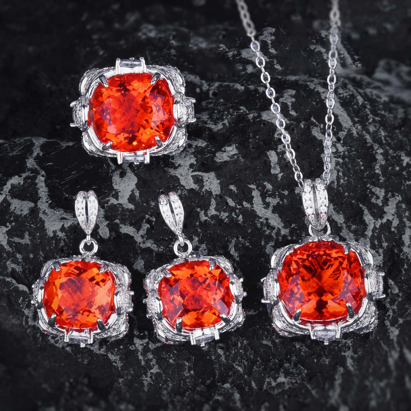 Ensemble Bijoux 3 Pièces Femme | Bague Collier Boucles | 4 Couleur - BMYANY