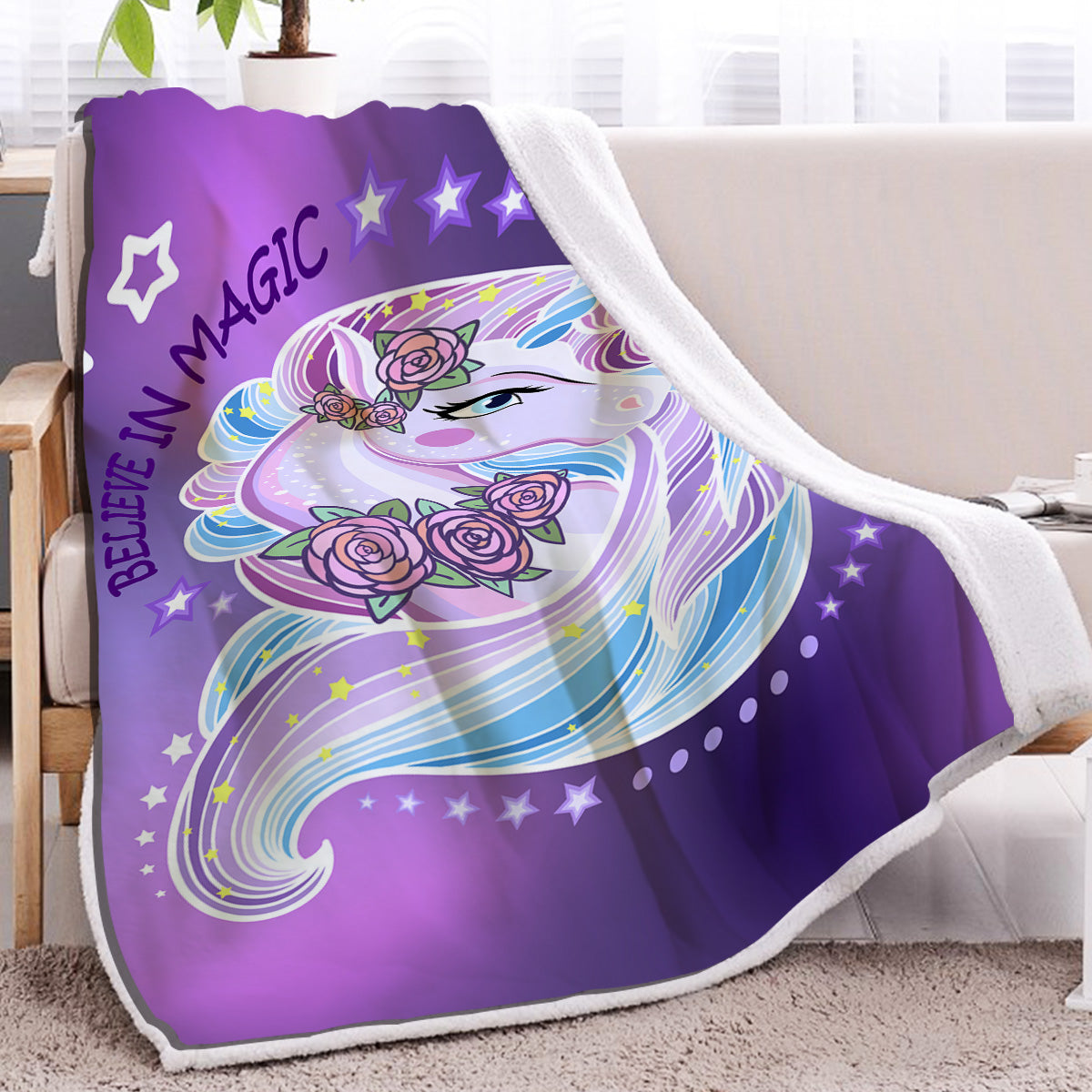 Couverture Laine d’Agneau Licorne - Douce et Chaude - BMYANY