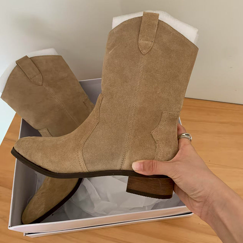 Bottes Western Cowboy Femme Bout Pointu Talon Épais Style Tendance - BMYANY