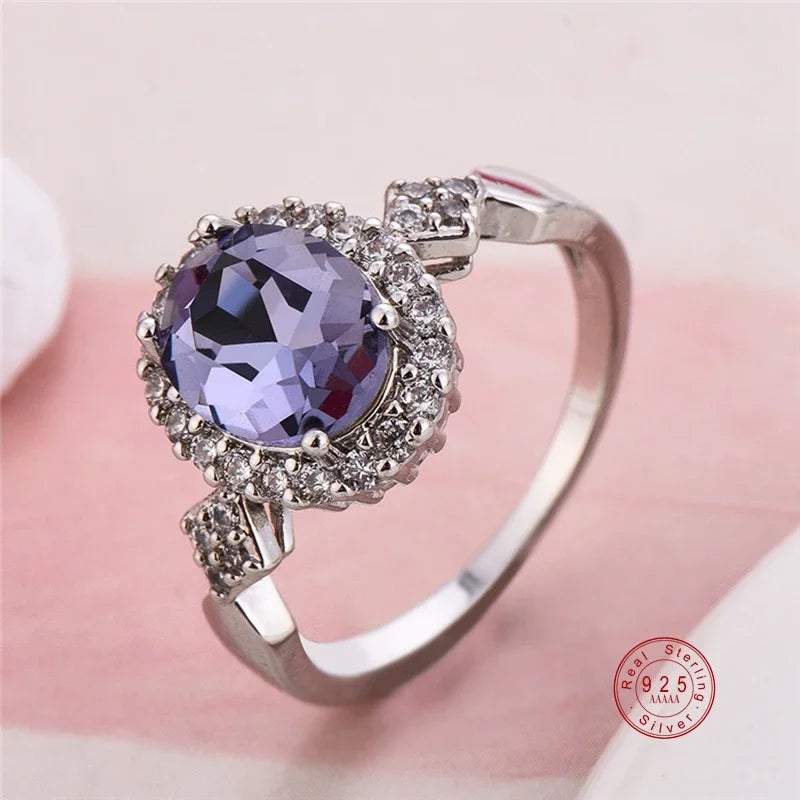 Bague empilable en argent sterling 925, 6 couleurs, ronde et noire, avec cristaux CZ, pour femme, pour une fête de mariage. Opération réussie Actif