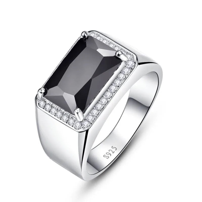 Bague de luxe pour homme en spinelle noire de 6,8 ct, bague vintage en argent 925 véritable, bijoux fins S925, grande taille, avec coffret cadeau