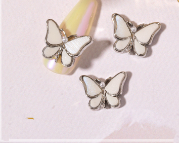 Nail Beauty Crystal Butterfly Transparent Golden Edge Metal Rhinestone Stereo Nails Shell Butterfly Diamond Decorations - BMYANY