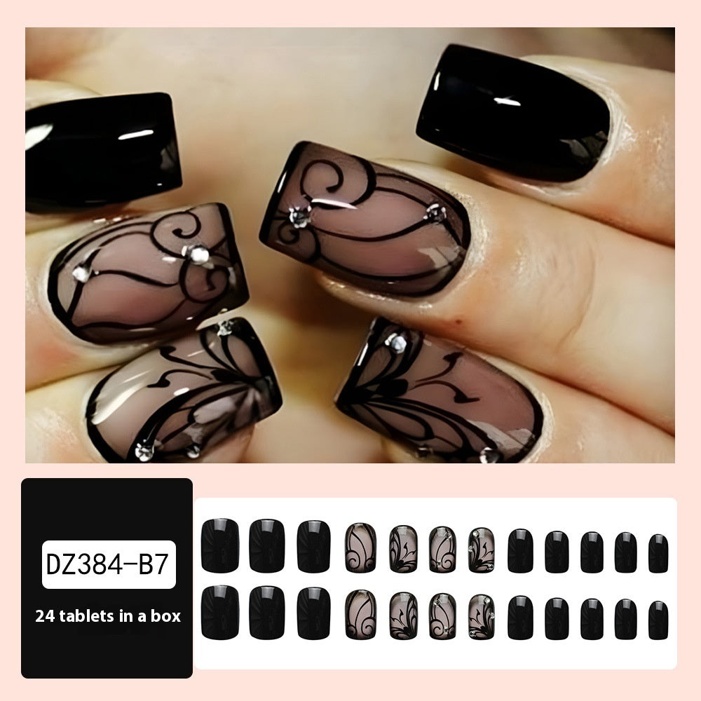 Dark Ins Style Black Vine Wearing Nails And Nails - BMYANY
