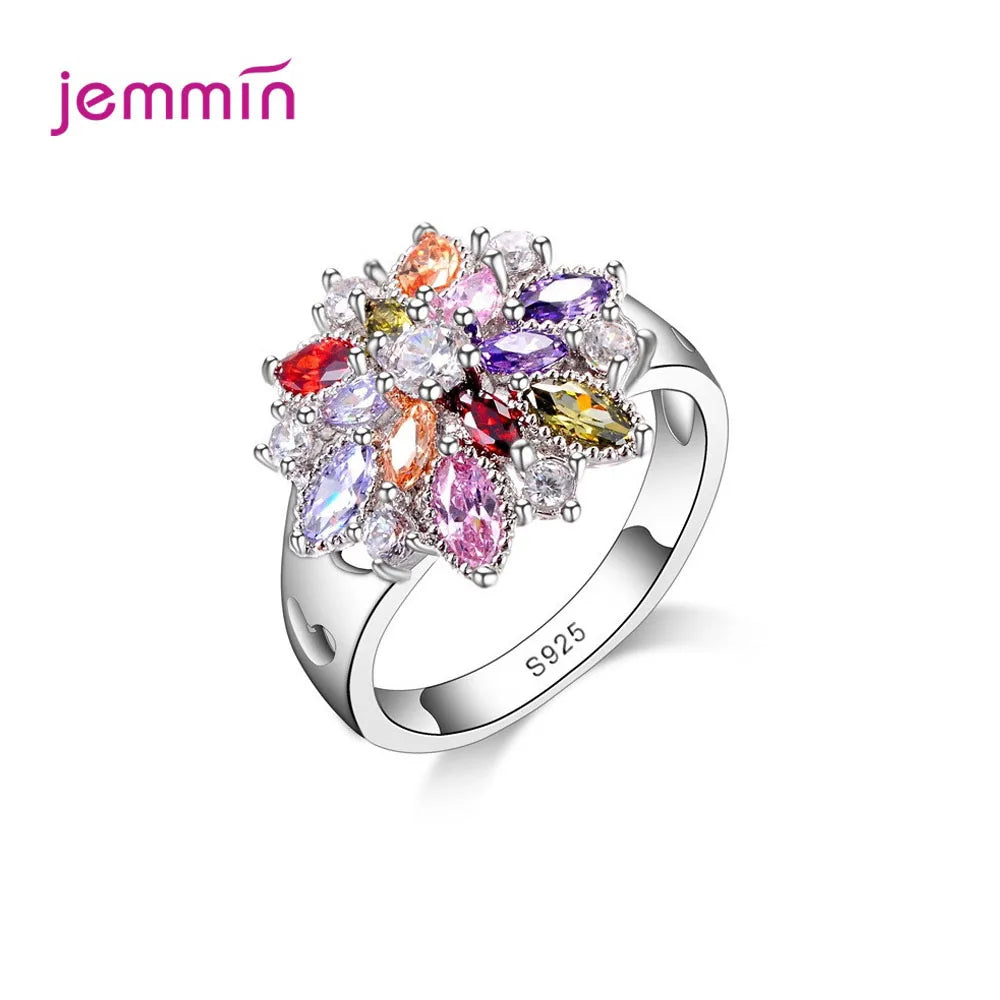 Bagues de fiançailles en argent sterling 925 pour femmes, bijoux de mariage, de fiançailles, colorées et scintillantes, zircone cubique AAA, tailles 6, 7, 8, 9