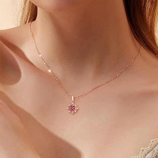 Vintage carving small Ruby gemstones red crystal pendant necklaces for women diamonds Rose gold color choker jewelry bijoux gift