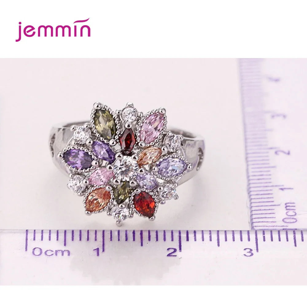 925 Sterling Silver Promise Rings for Women Wedding Engagement Colorful Sparkling AAA CZ Cubic Zircon Bague Bijoux Size 6 7 8 9