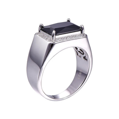 Bague de luxe pour homme en spinelle noire de 6,8 ct, bague vintage en argent 925 véritable, bijoux fins S925, grande taille, avec coffret cadeau