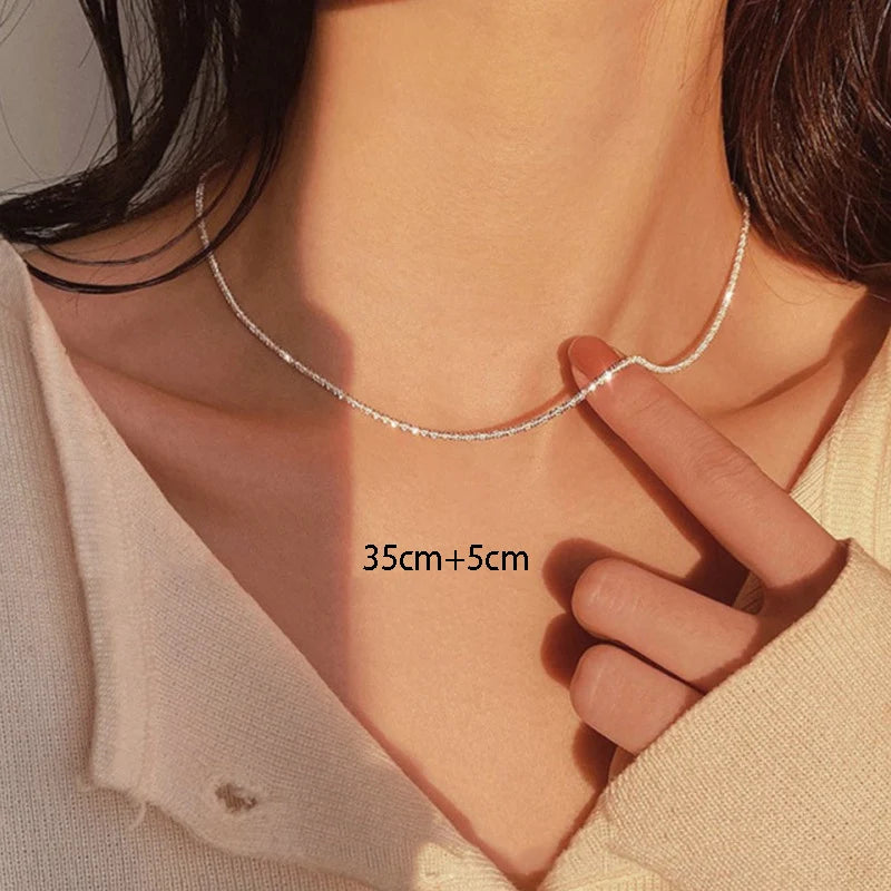 3 Model Silver Color Sparkling Necklace For Women Trendy Clavicle Chain Choker Girls Korean Wedding Party Jewelry Accessories