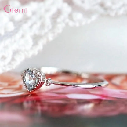 Bagues de mariage de luxe en argent sterling 925 avec zircon cubique bleu pour femmes, bagues minimalistes fines en forme de cœur en zircone,