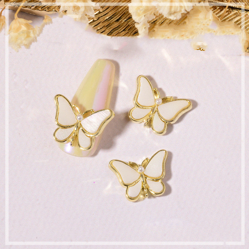 Nail Beauty Crystal Butterfly Transparent Golden Edge Metal Rhinestone Stereo Nails Shell Butterfly Diamond Decorations - BMYANY