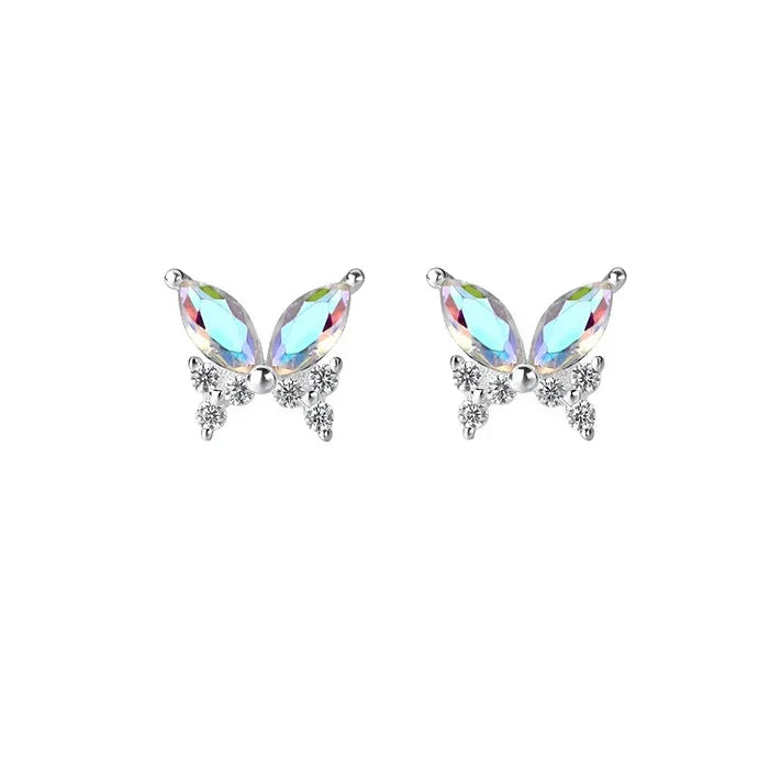 INZATT Real 925 Sterling Silver Zircon Butterfly Stud Earrings For Fashion Women Classic Fine Jewelry Minimalist Insect Bijoux