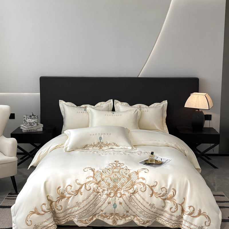 European-style Bed Sheet Four-piece Cotton High-grade Light Luxury Ice Silk Quilt Cover - BMYANY