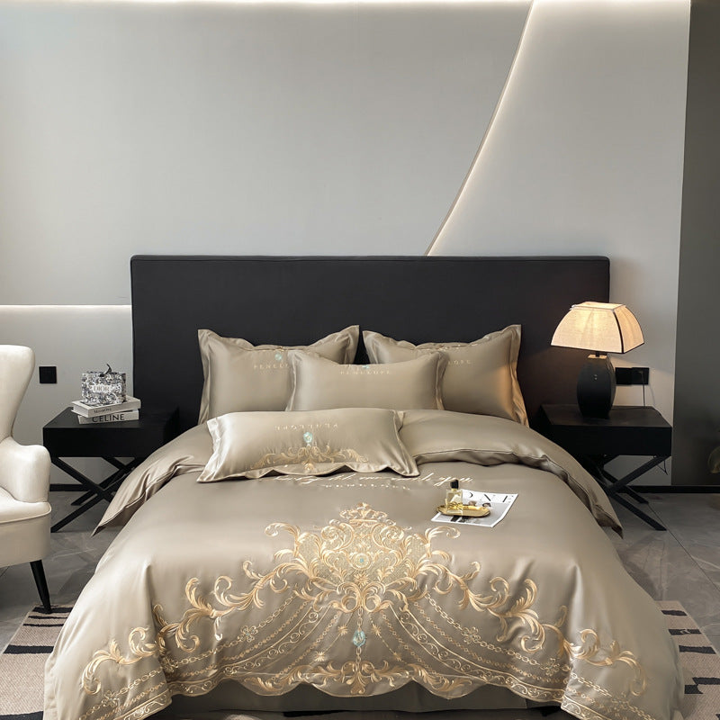 European-style Bed Sheet Four-piece Cotton High-grade Light Luxury Ice Silk Quilt Cover - BMYANY