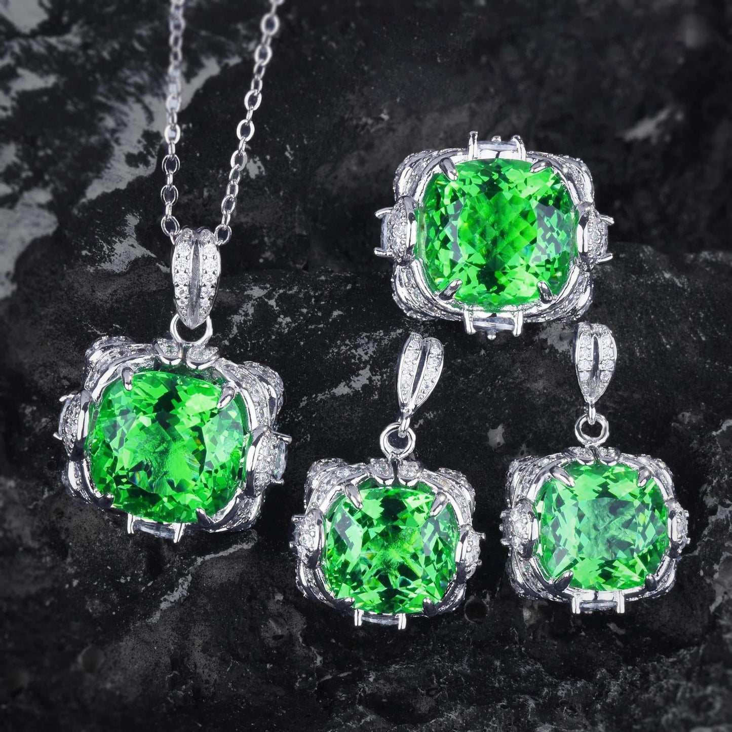 Ensemble Bijoux 3 Pièces Femme | Bague Collier Boucles | 4 Couleur - BMYANY