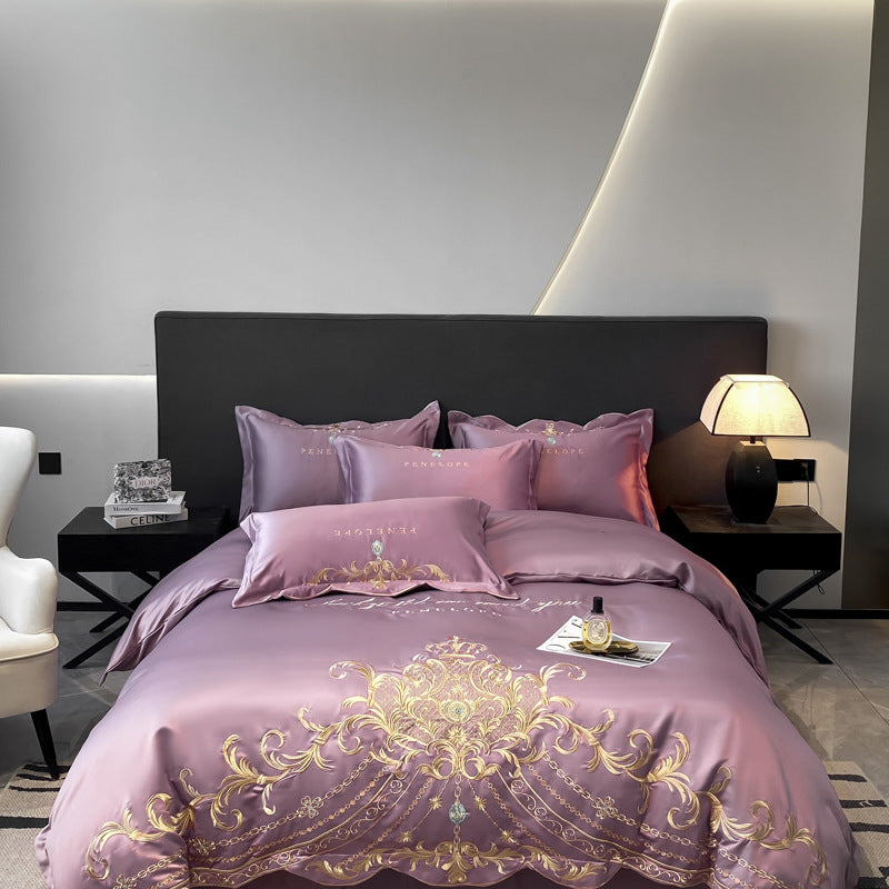 European-style Bed Sheet Four-piece Cotton High-grade Light Luxury Ice Silk Quilt Cover - BMYANY
