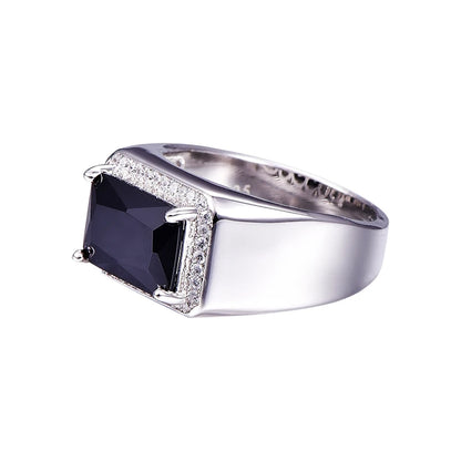 Bague de luxe pour homme en spinelle noire de 6,8 ct, bague vintage en argent 925 véritable, bijoux fins S925, grande taille, avec coffret cadeau