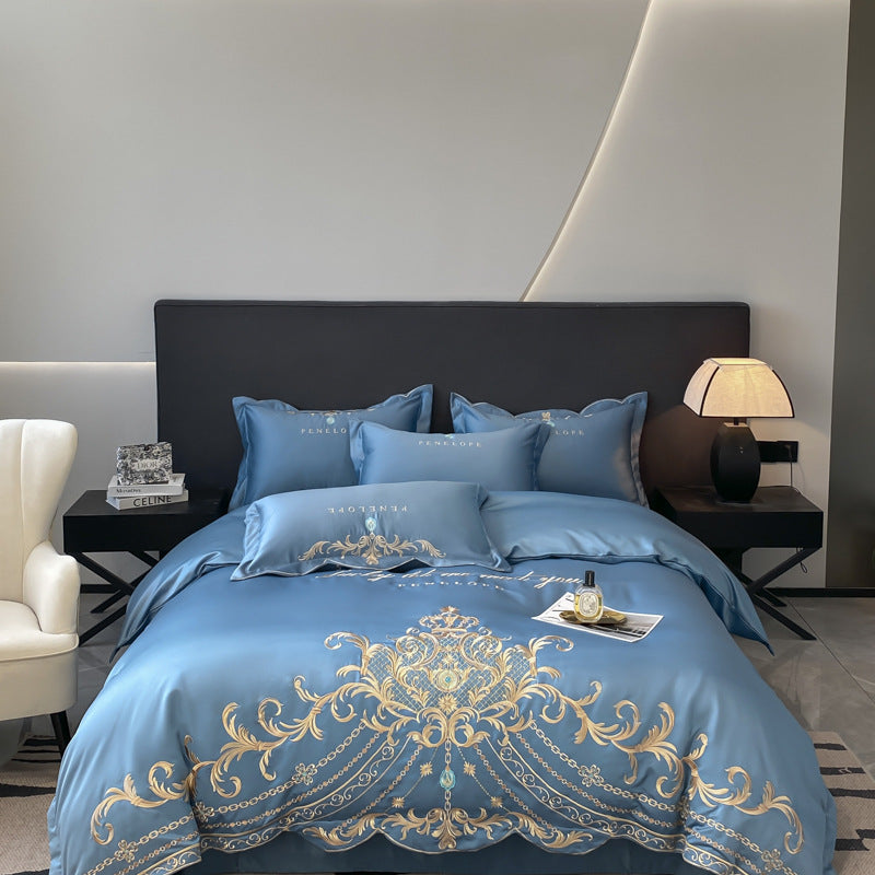 European-style Bed Sheet Four-piece Cotton High-grade Light Luxury Ice Silk Quilt Cover - BMYANY