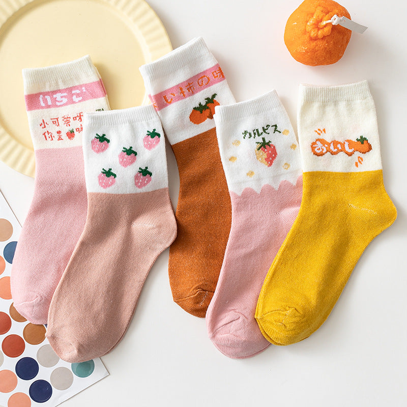 Chaussettes Hautes Cuisse Femme Motif Fruits Cartoon - BMYANY