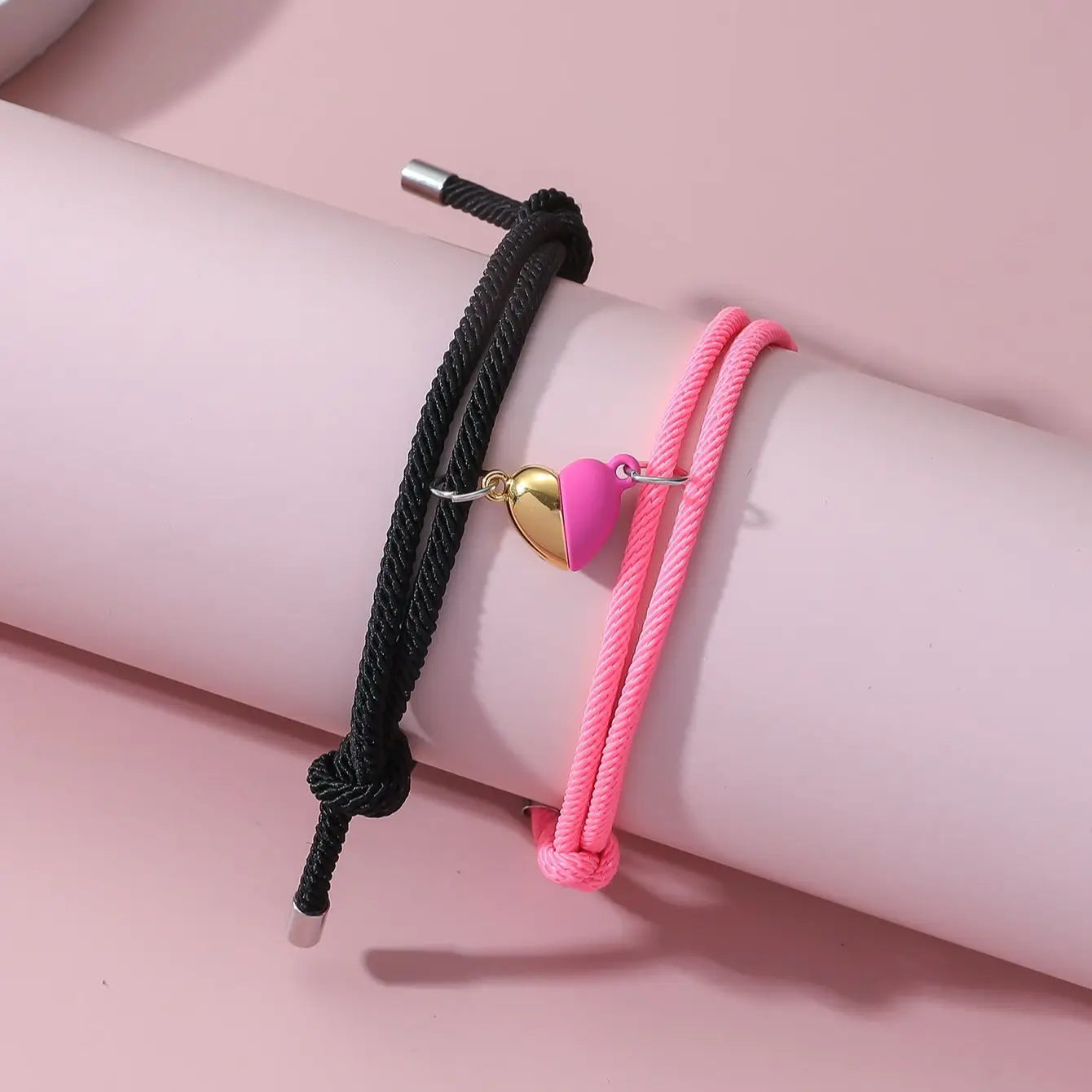 2 Pice 3 Color Black White Pink Bloe Hand Rope Love Magnetic Couple Good Friend Good Brother Party Student Travel Fashion Elegant Silver Mul