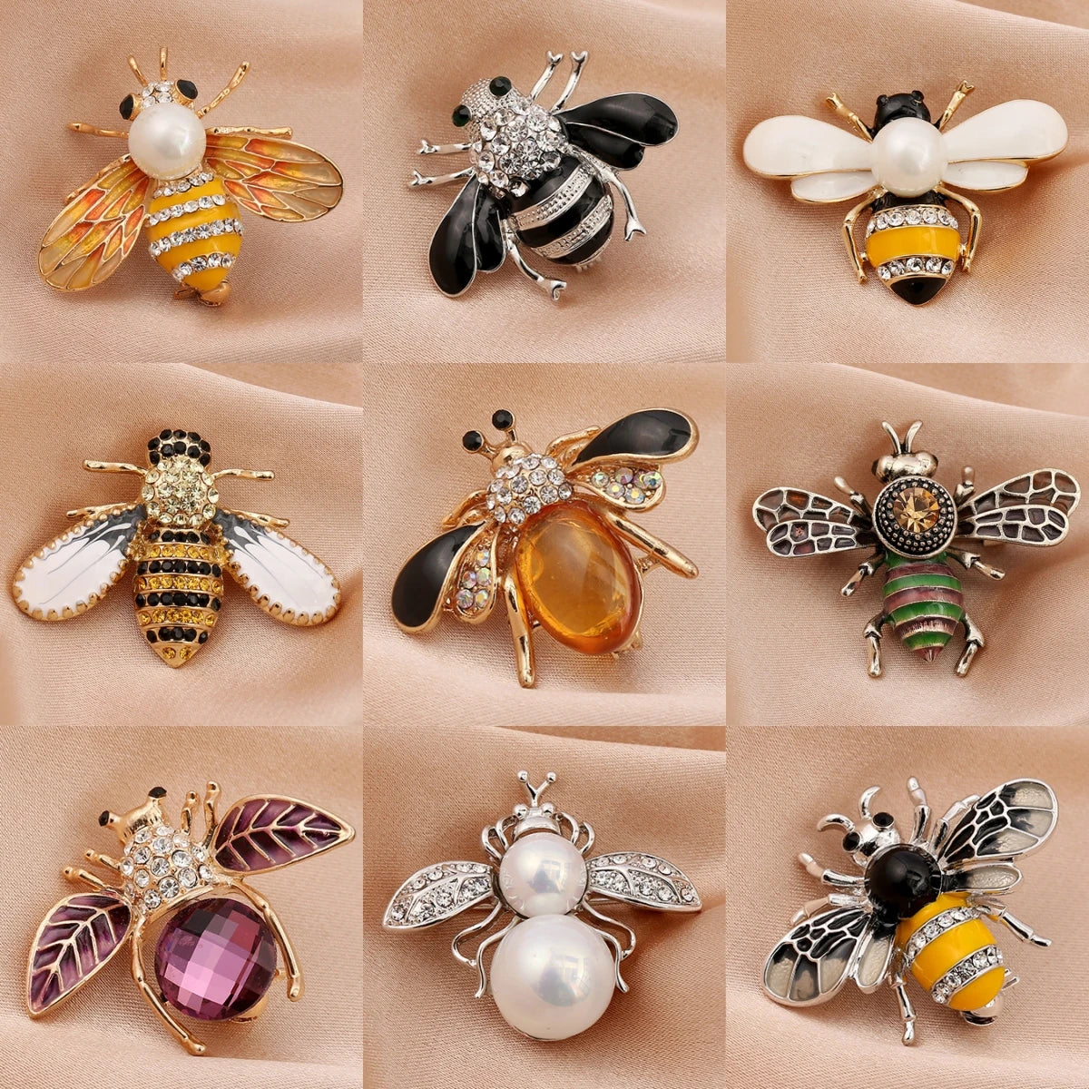 9 Model PC Women's Fashion Trend Personalized Imitation Pearl Bee Brooch Pin Jewelry Suitable for Outdoor Dating, Party, Festival Gifts