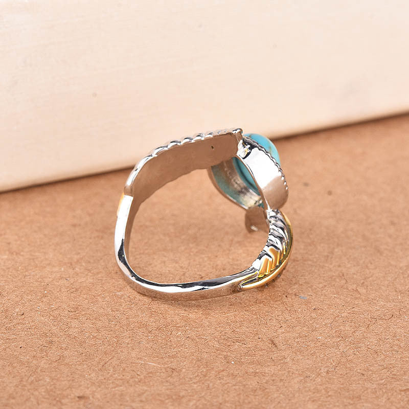 Bague de fiançailles de luxe en cuivre incrusté de turquoise