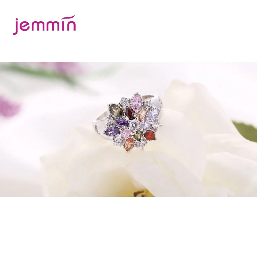 925 Sterling Silver Promise Rings for Women Wedding Engagement Colorful Sparkling AAA CZ Cubic Zircon Bague Bijoux Size 6 7 8 9