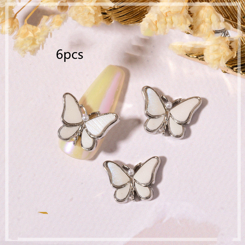 Nail Beauty Crystal Butterfly Transparent Golden Edge Metal Rhinestone Stereo Nails Shell Butterfly Diamond Decorations - BMYANY