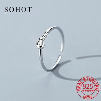 Bague ajustable en argent sterling 925 véritable pour femme, style punk, irrégulier, minimaliste