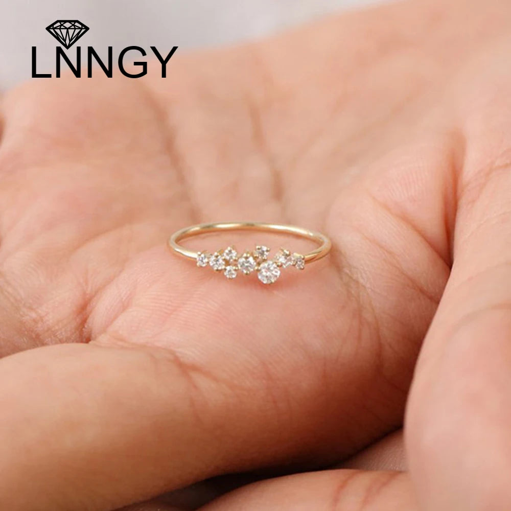 Lnngy 925 Sterling Silver Moissanite Ring Wedding Bands for Women Brilliant Lab Diamond Ring Bijoux Bague Fine Jewelry Gift